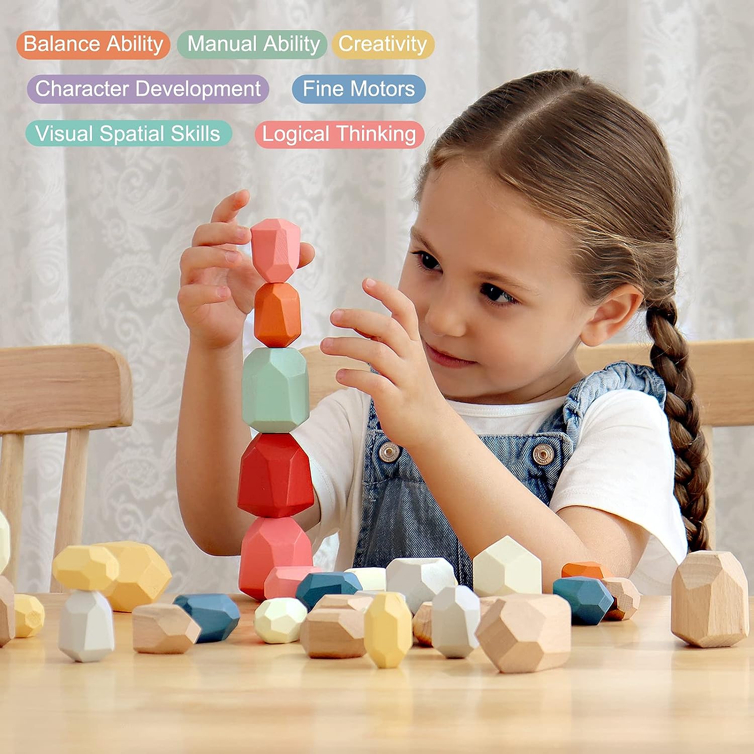 Wooden Sorting Stacking Rocks Stones| Best Christmas Gift🎁