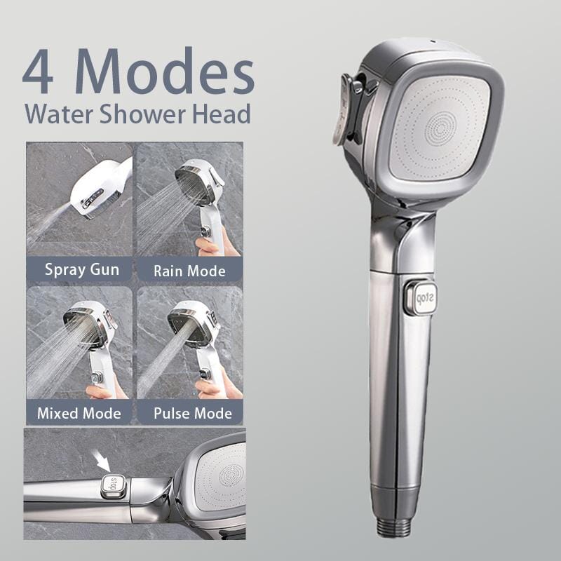 💦4-mode Handheld Pressurized Shower Head with Pause Switch
