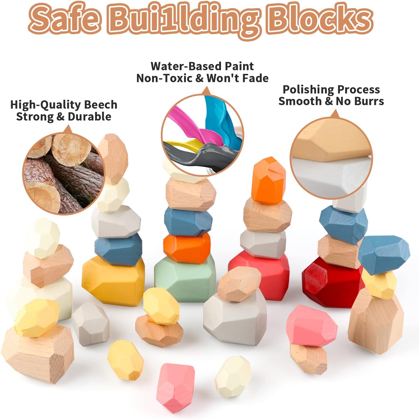 Wooden Sorting Stacking Rocks Stones| Best Christmas Gift🎁