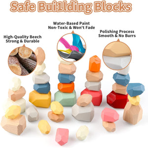 Wooden Sorting Stacking Rocks Stones| Best Christmas Gift🎁