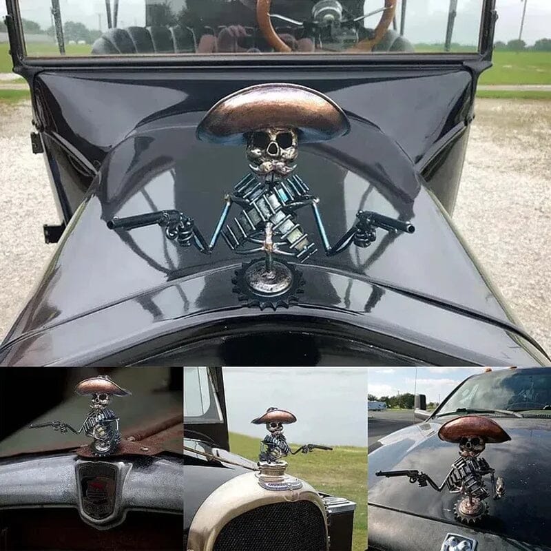 💀Cowboy Skull Gunslinger Hood Ornament💀