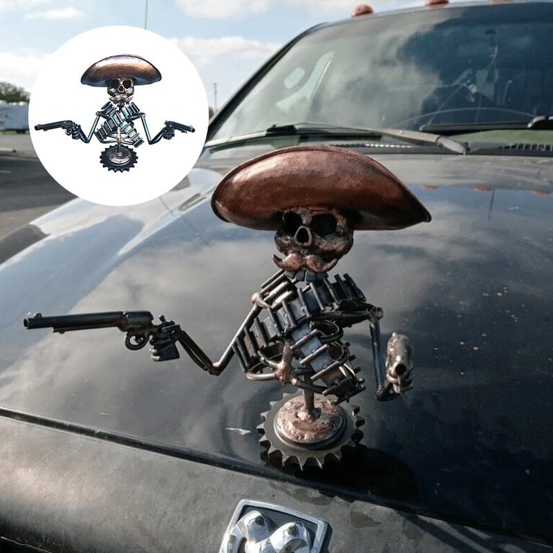 💀Cowboy Skull Gunslinger Hood Ornament💀